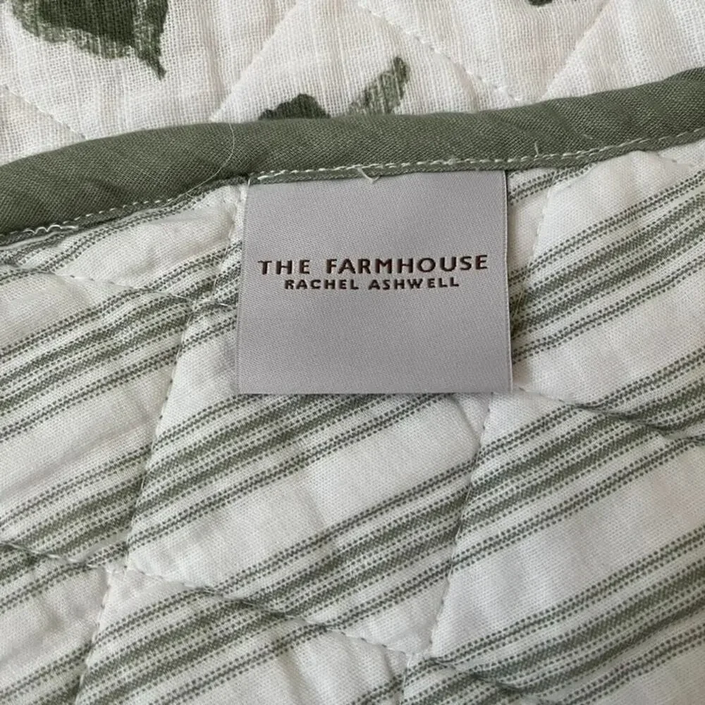 The Farmhouse Rachel Ashwell Sage Floral Full Queen Quilt Shabby Chic Cotton